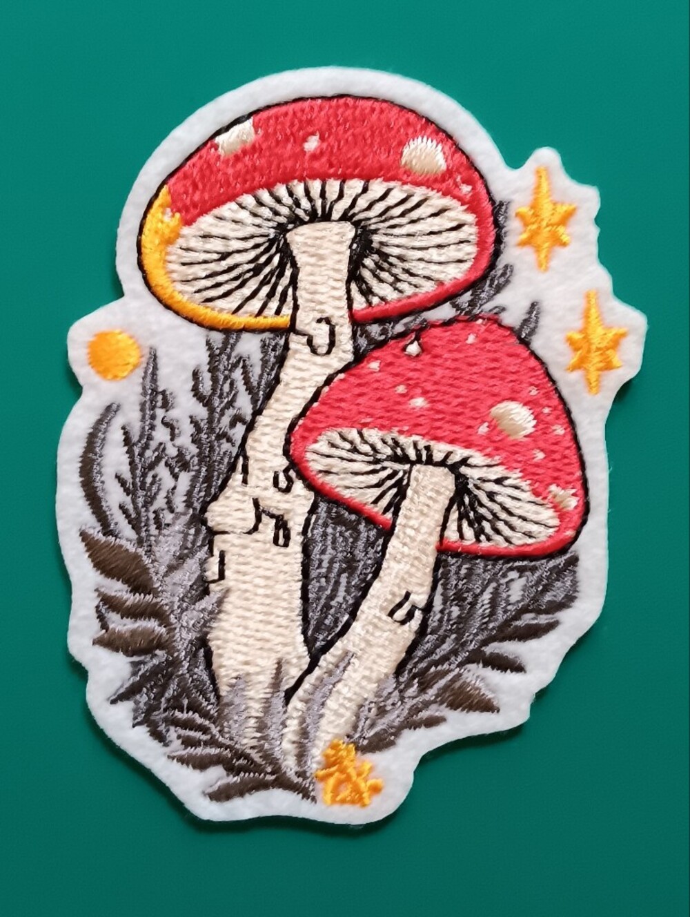 Whimsical Red Mushroom Embroidered Iron On Patch, Fairy Fairycore Cottagecore